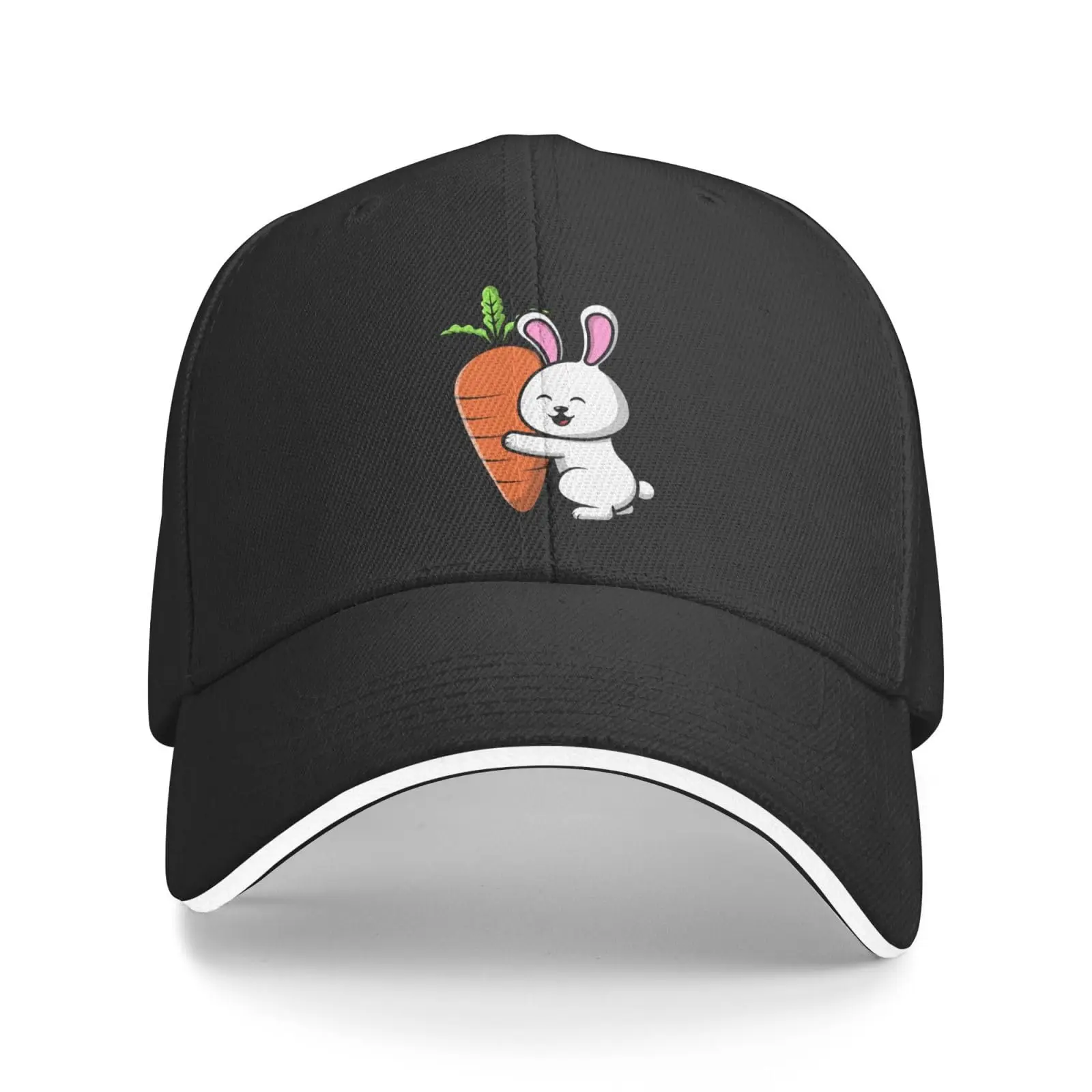 Lovely Rabbit Holding Big Carrot Baseball Cap Women Men Hat Adjustable Spring Summer Unisex Fashion Sports Outdoor Travel Daily