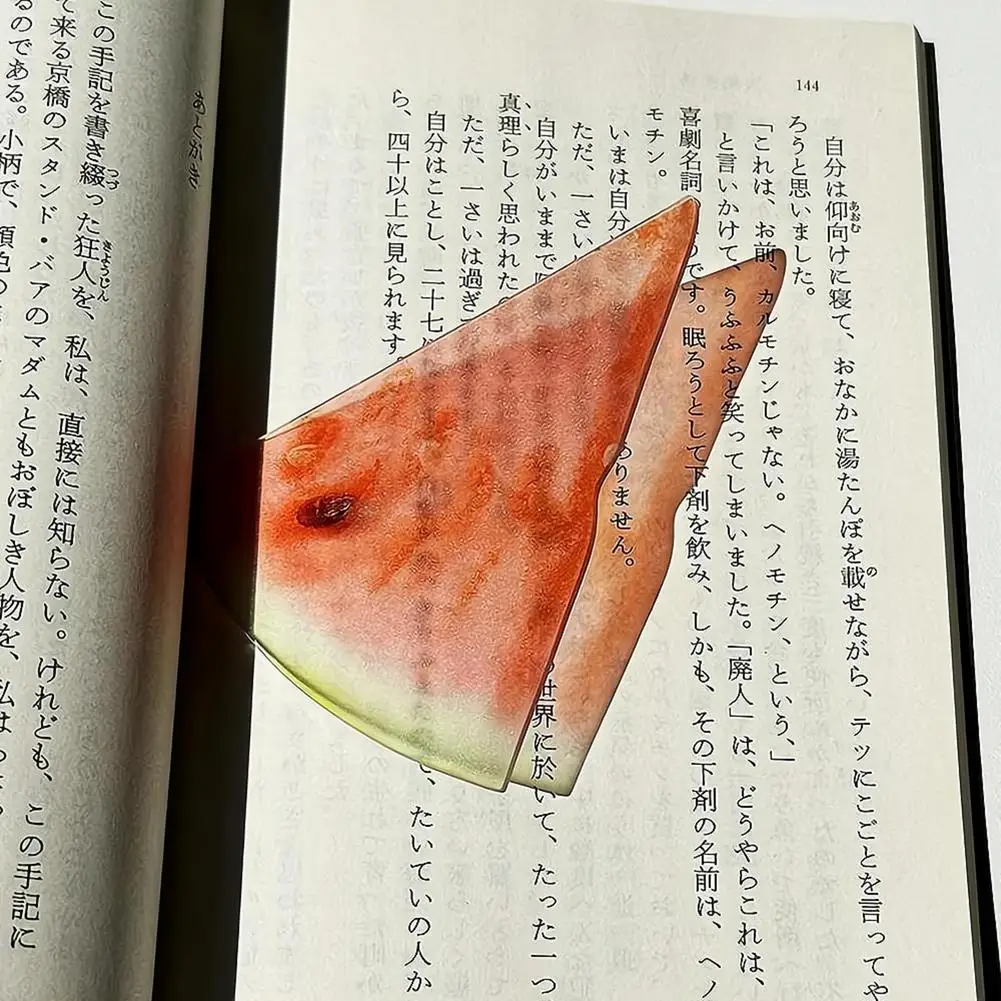 Kreatives Frucht-Acryl-Lesezeichen Ästhetisches Durchscheinendes Wassermelonen-Orangen-Lesezeichen im Ins-Stil Seitenmarkierer Geschenk für Leser und Kinder – Detail 7