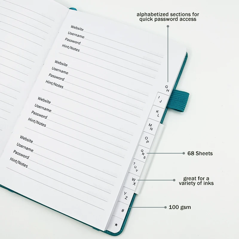 Imagem -04 - Hardcover Password Book para Home Office Computador Site Logins Keeper Endereço Internet e Organizador