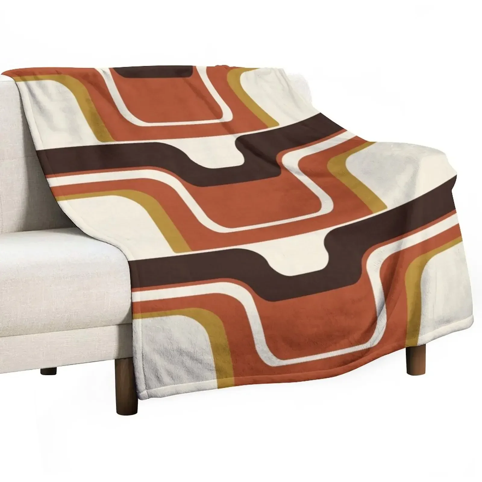 Mid-Century Modern Meets 1970s Rust Throw Blanket for sofa Flannel Blankets