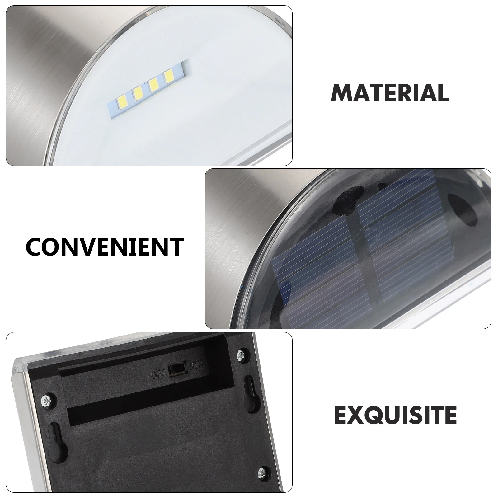 

4pcs Stainless Steel Solar Light IP55 Waterproof Outdoor Self Charging Lamp for Courtyard Safety Night Garden