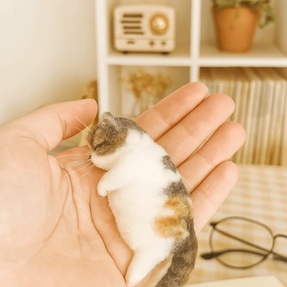 Niet-afgewerkte kattenwol naaldviltset Beginnersvriendelijke handgemaakte wolvilt kattenmateriaal tas pluche ambacht