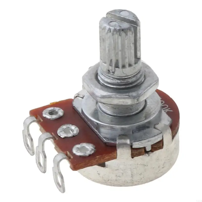 Y51D A500K Potentiometer Splined Pot Electric Guitar Bass Effect Amp Tone Volume 15mm