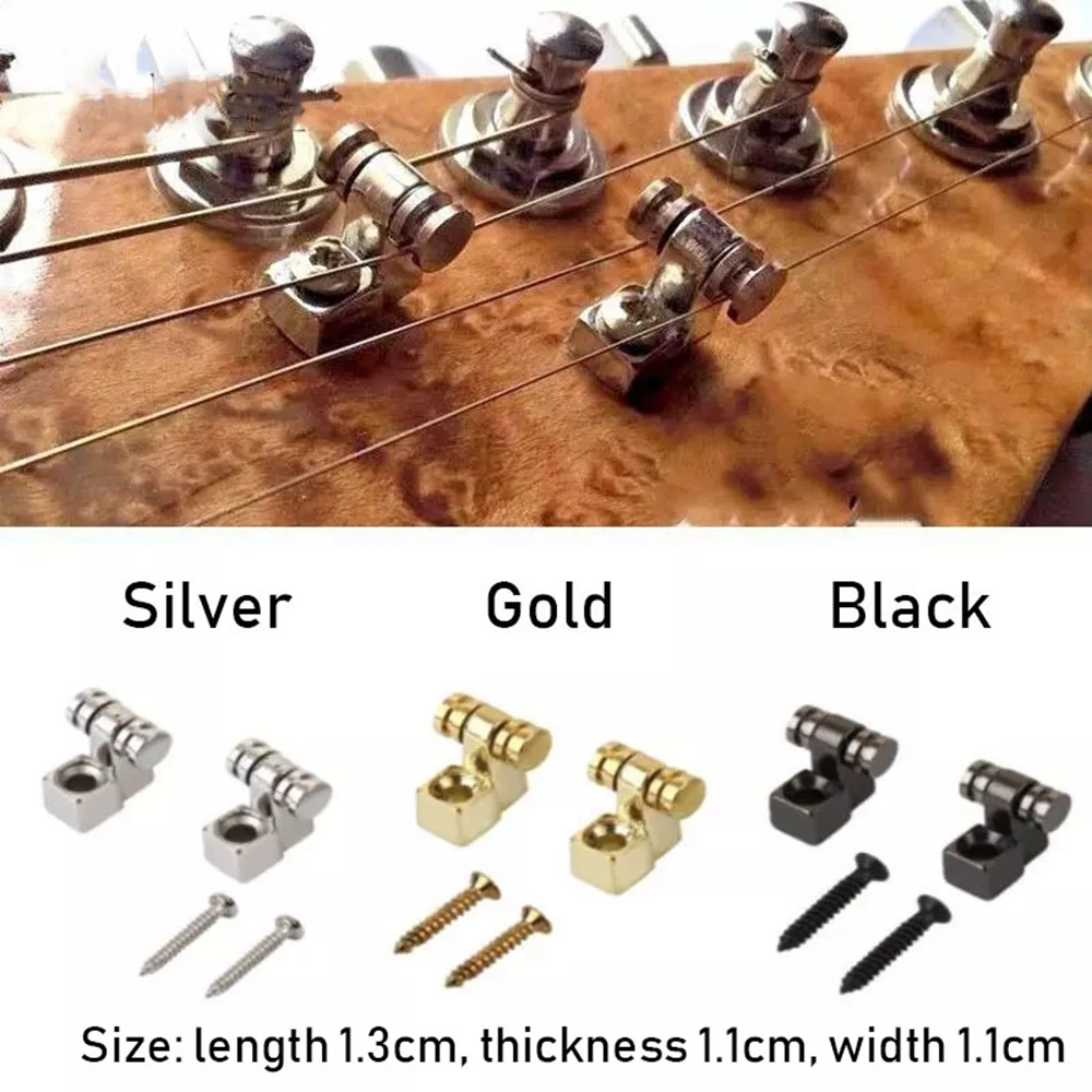 2PCS Electric Guitar Head Ball Compression Buckle Folk Guitar Accessories Silver Black Lock Buckle Roller Guide Chord