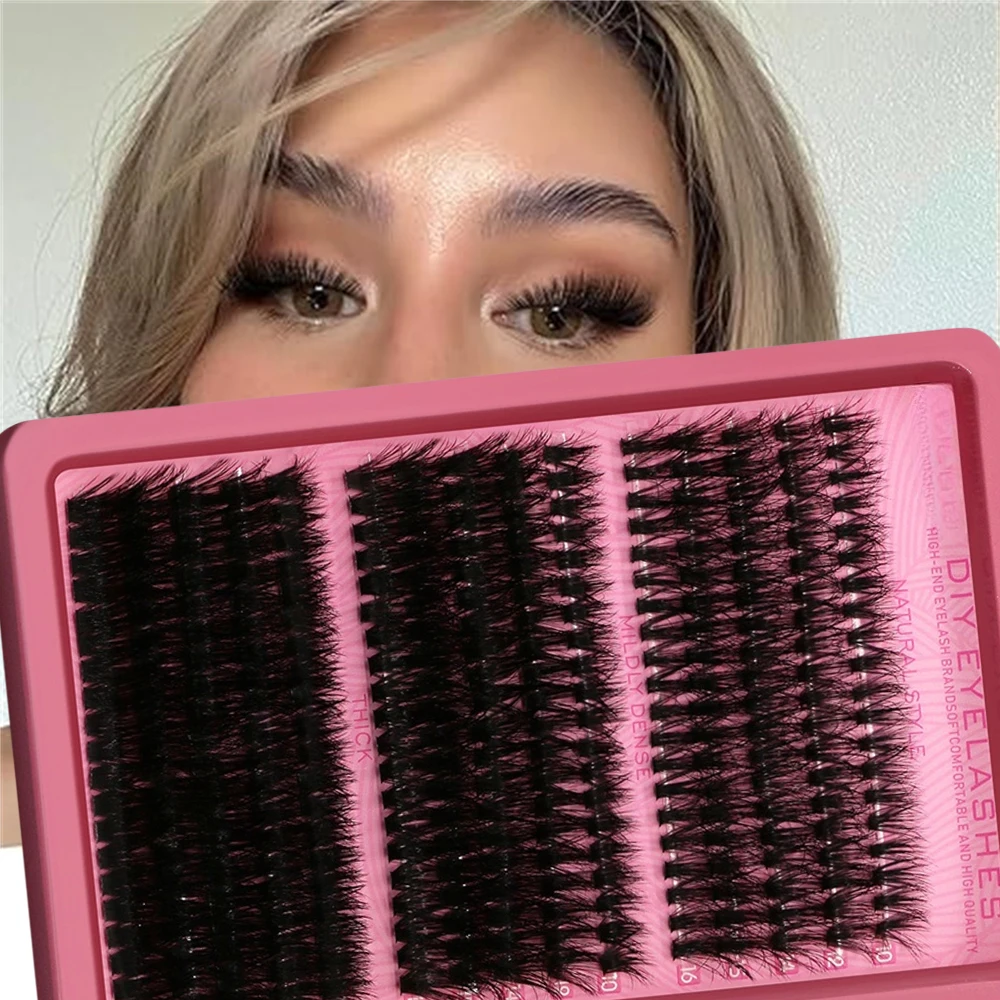300-teiliges Wimpernverlängerungsset – 40D, 60D, 80D 10–16 mm Clusterband D Curl Wispy Wimperncluster, geeignet für Wimpernverlängerung