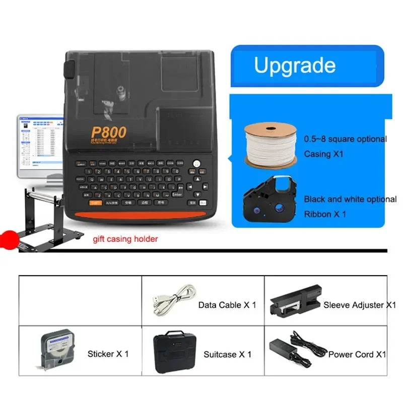 P800 Wire Number MachineTube Printer Portable Label Printer Ribbon Sticker Automatic Number Machine Electronic Heat Shrink