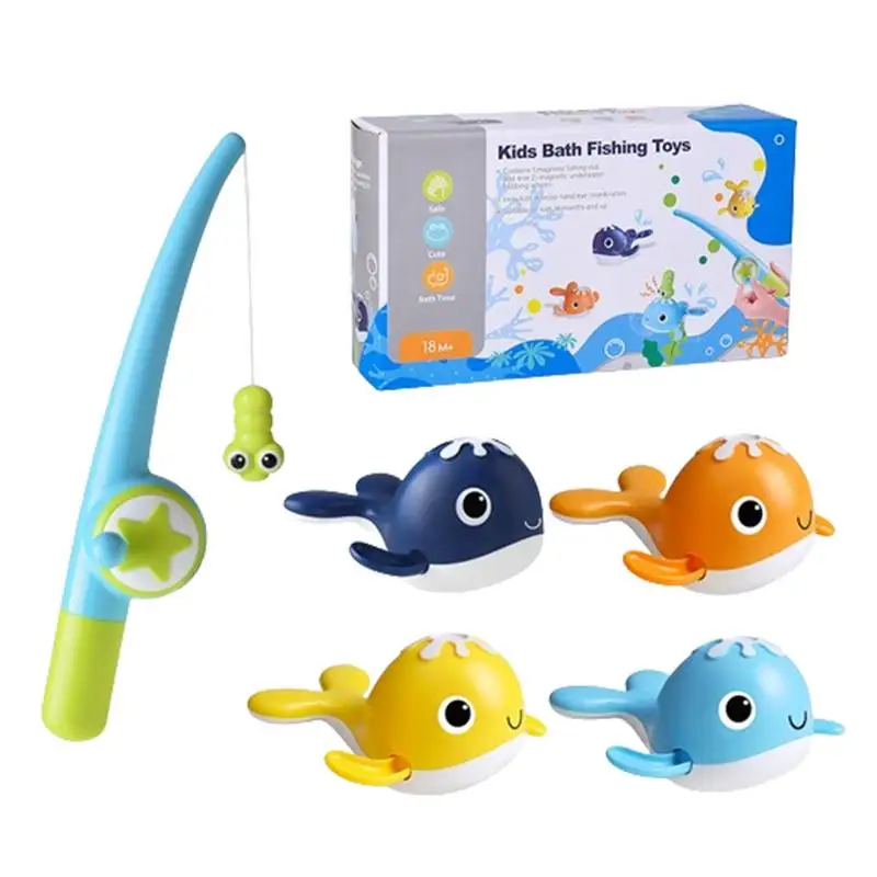 

Kids Fishing Pole Toy Whale Water Shower Toy Swimming Whales Bathtub Toy Fun Time Bathtub Tub Toy Interactive & Funny Bath Toys