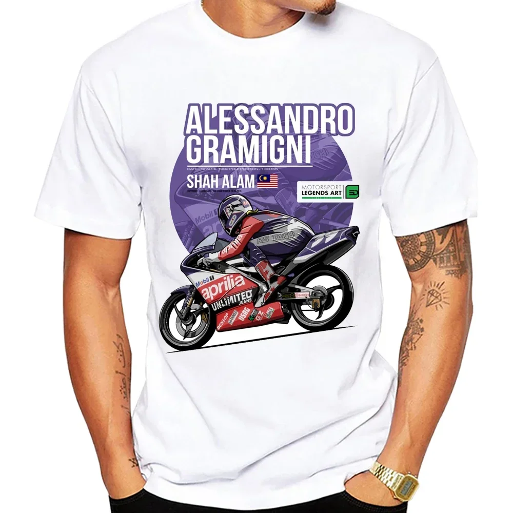 Alessandro Gramigni - 1992 Shah Alam GP Racing camiseta hombres manga corta Cool Boy motociclismo camisetas 90's Riding camisetas blancas