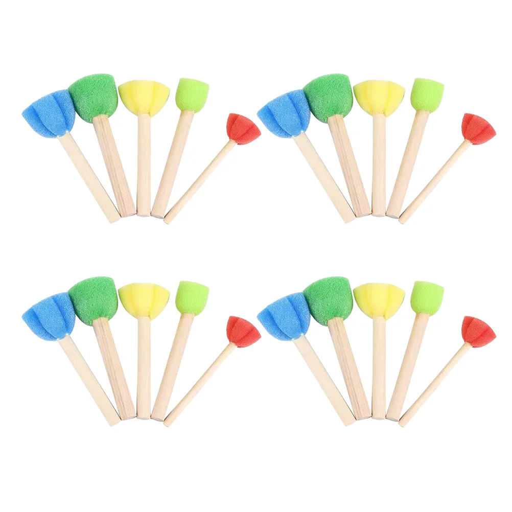 

20 Pcs Mushroom Head Sponge Stamp Child Foam Paint Brushes Kids Tools Wood Shapes for Painting