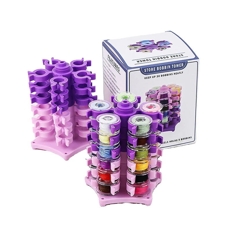 Bobine da cucito Torre Clip di stoccaggio Supporto per bobina da 30 fili Supporto in plastica Morsetti Organizzatore Macchina da cucire Strumento per ricamo fai da te