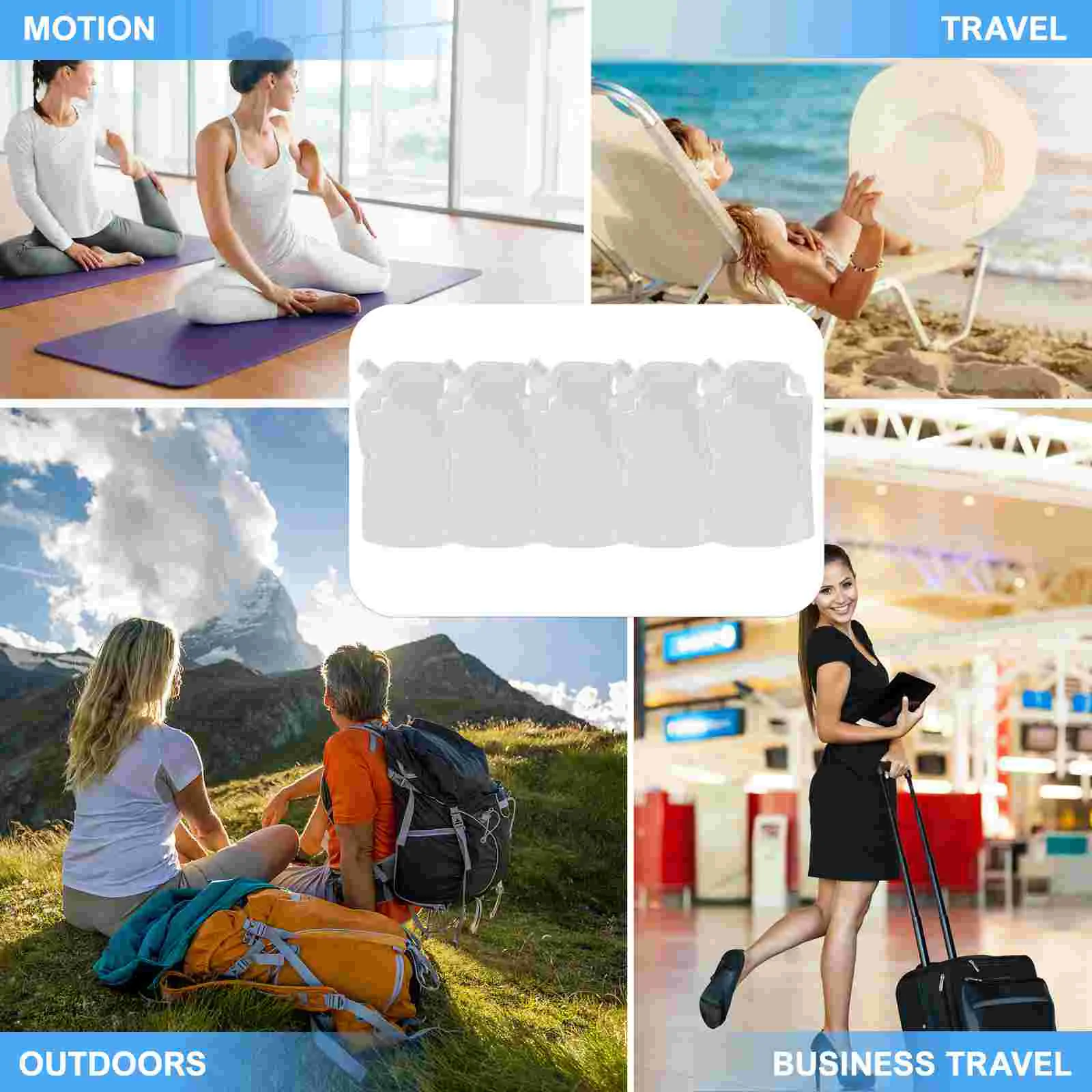 Borsa per imballaggio fiaschetta, shampoo per capelli, sacchetti da viaggio ricaricabili e bottiglie per balsamo