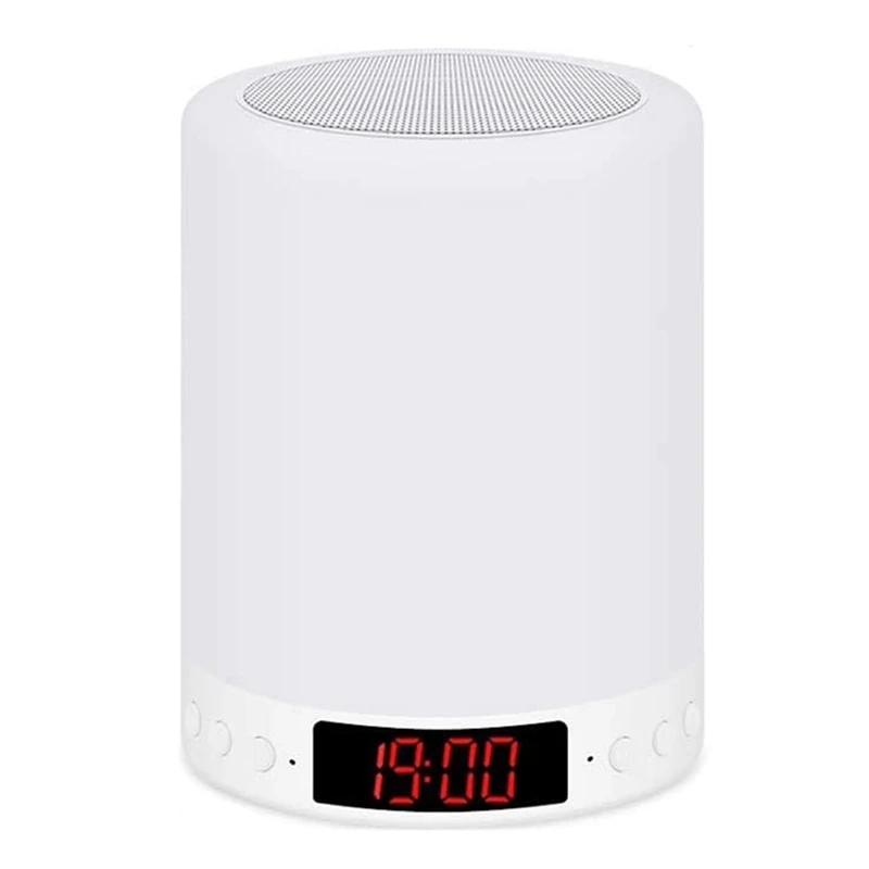 AB46-Bluetooth Speaker Lamp, Bedside Lamp With Speaker Anddigital Alarm Clock, Mood Light, Speaker