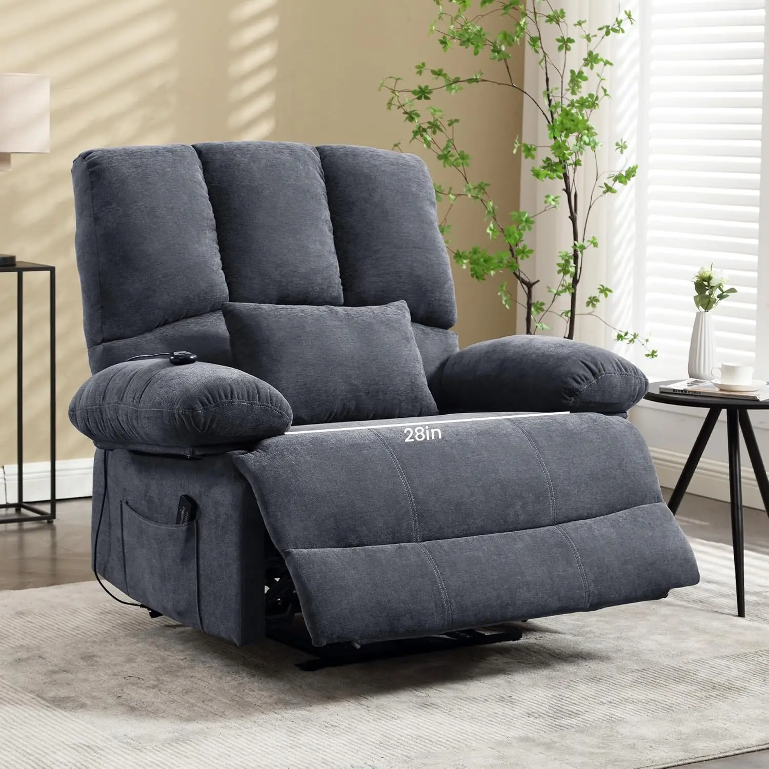 28in Power Recliner Chair 350lb, Extra Wide Electric Large Big Motorized Electric Recliner Chair with Remote Control Chair