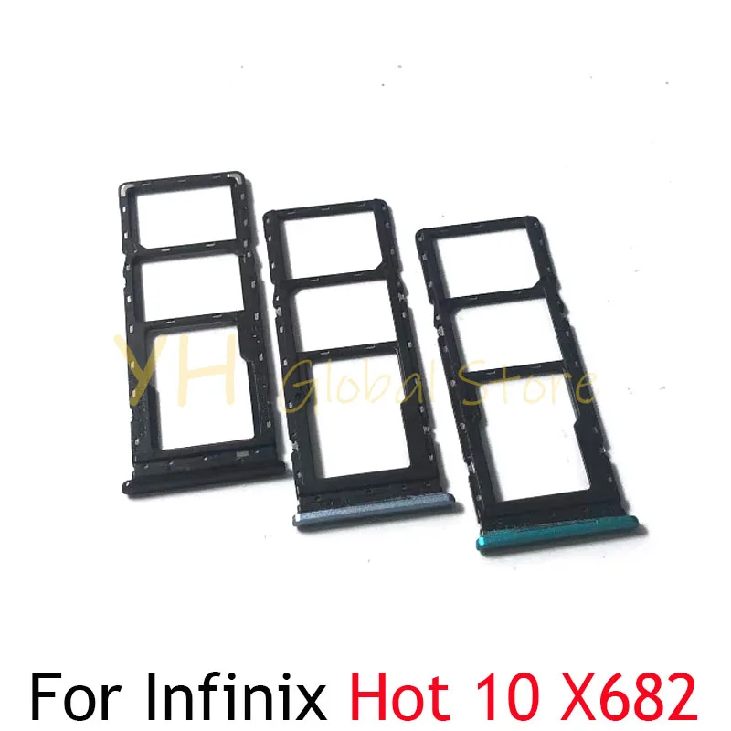 

10PCS For Infinix Hot 10 X682 X682B X682C / 10 Play X688 X688C Sim Card Slot Tray Holder Sim Card Repair Parts