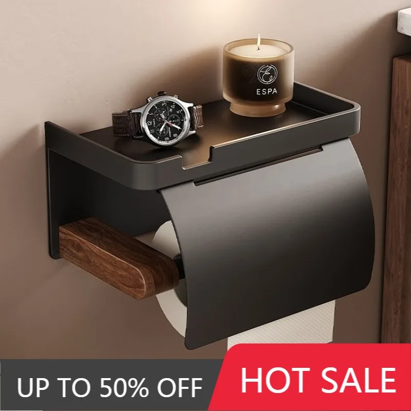Simple Square Wall-mounted Paper Holders Metallic Nail Free Glue Storage Rack Multifunctional Large Capacity Bathroom Decor