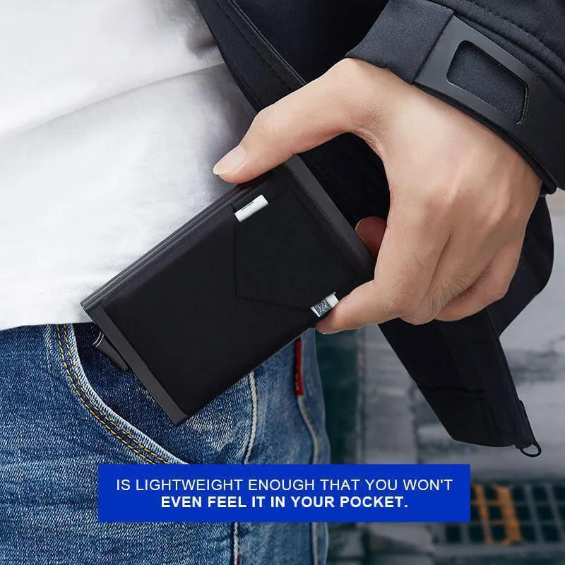 Rfid Double Metal Case Card Holder Men Wallets Anti Rfid Blocking Male Short Pop Up Magic Smart Wallet Small Minimalist Walet