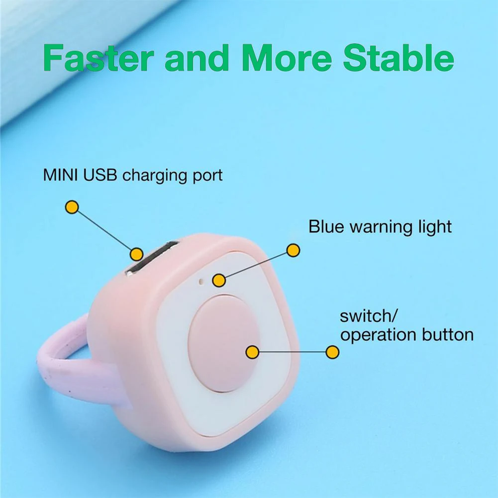 Rechargeable Wireless Bluetooth Shutter Release Button Mini Fingertip Ring Remote Control Phone Selfie Controller Self-Timer