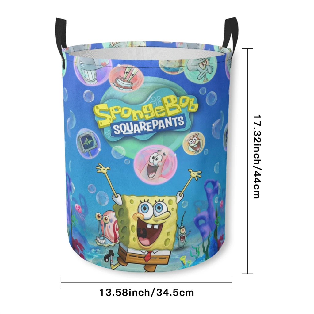 Keranjang cucian kotor pengatur baju lipat ember penyimpanan pakaian kamar mandi tahan air keranjang penyimpanan Sponge-bob kartun