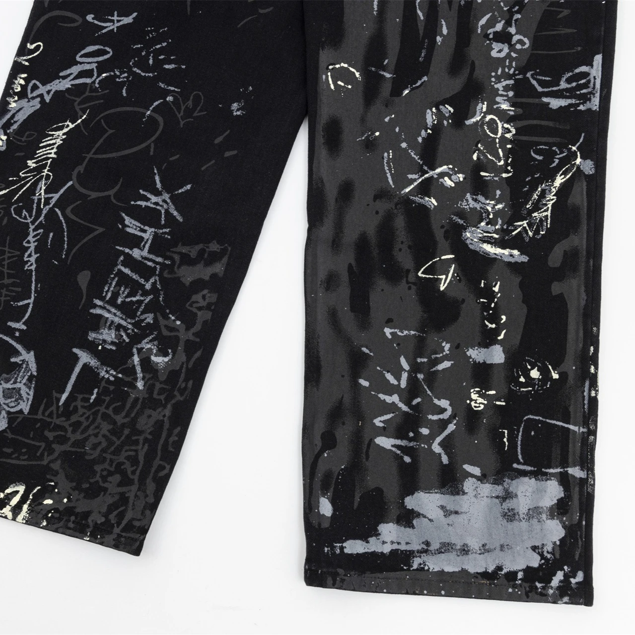 Dżinsy damskie dla mężczyzn Retro Y2K Black Graffiti Punk Rap Street Jeans Designer Straight Fashion Pants Couple Sports Casual Trousers