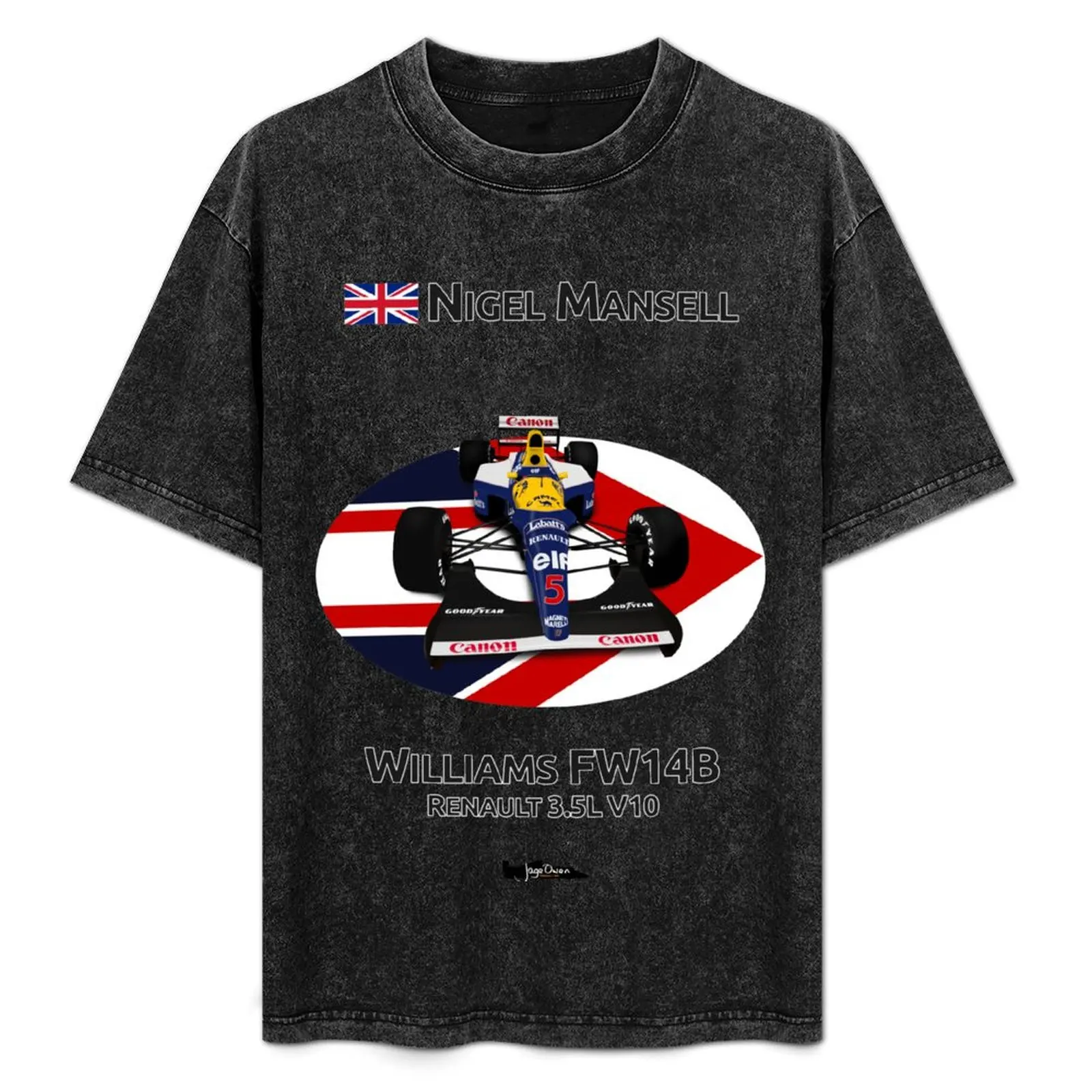 

Nigel Mansell - Williams FW14B with helmet background T-Shirt oversized t shirt blue lock Blouse mens t shirts top quality