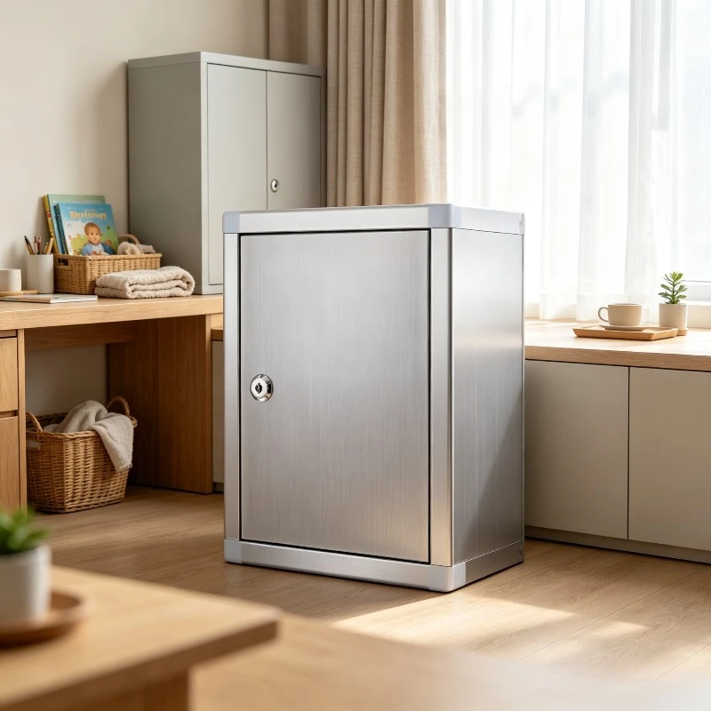 Stainless Steel Storage Box Cabinet Chest Locker Wall Mounted Lockable Large Home Tool Organizer Heavy Duty Indoor Outdoor Use