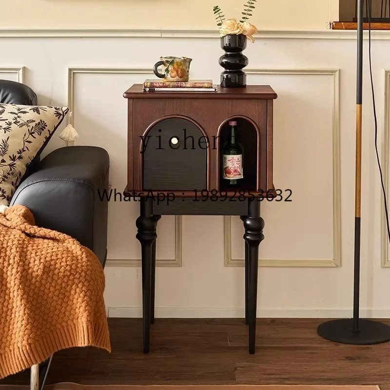 

Высокий шкаф из цельного дерева в стиле ретро, боковой шкаф для хранения дивана в маленькой квартире