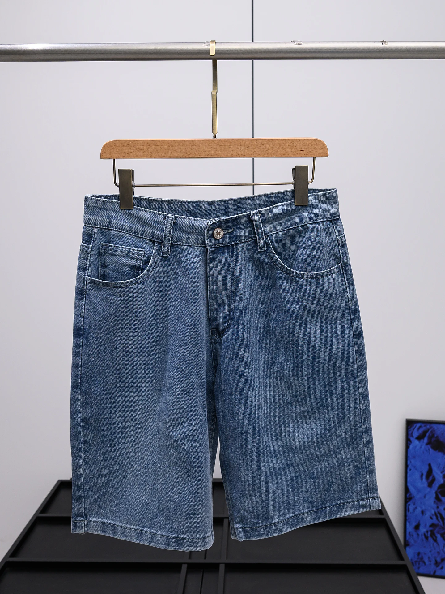

Retro Washed Lightweight Loose Fit Casual Men's Denim Shorts Five-Point Pants Breathable Summer Shorts Straight Leg Jeans