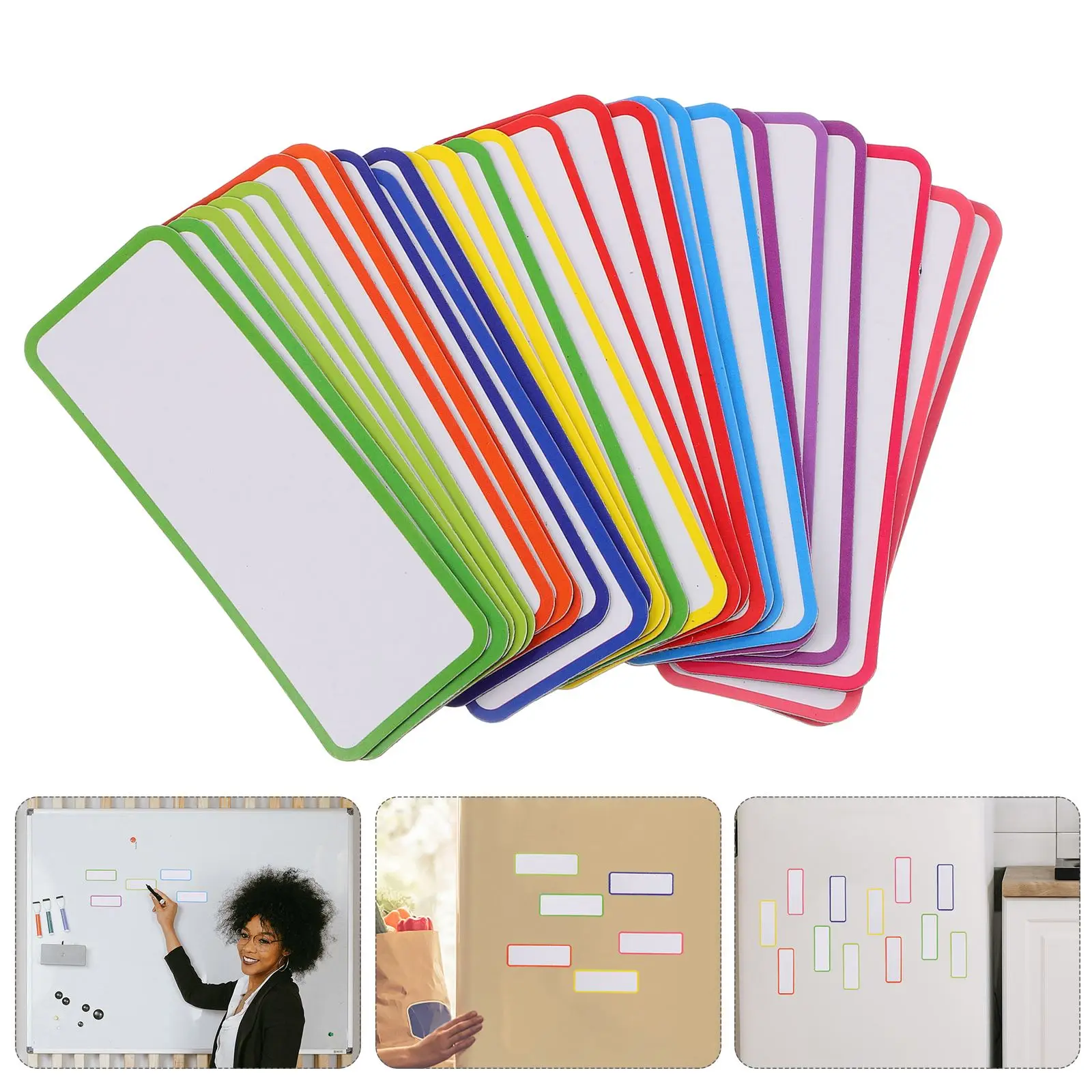 27 ชิ้นแท็ก Board Erasable ป้ายเช็ดเครื่องหมายเขียนแม่เหล็ก Dry Erase ตู้เย็นข้อความไวท์บอร์ดสติกเกอร์แม่เหล็ก