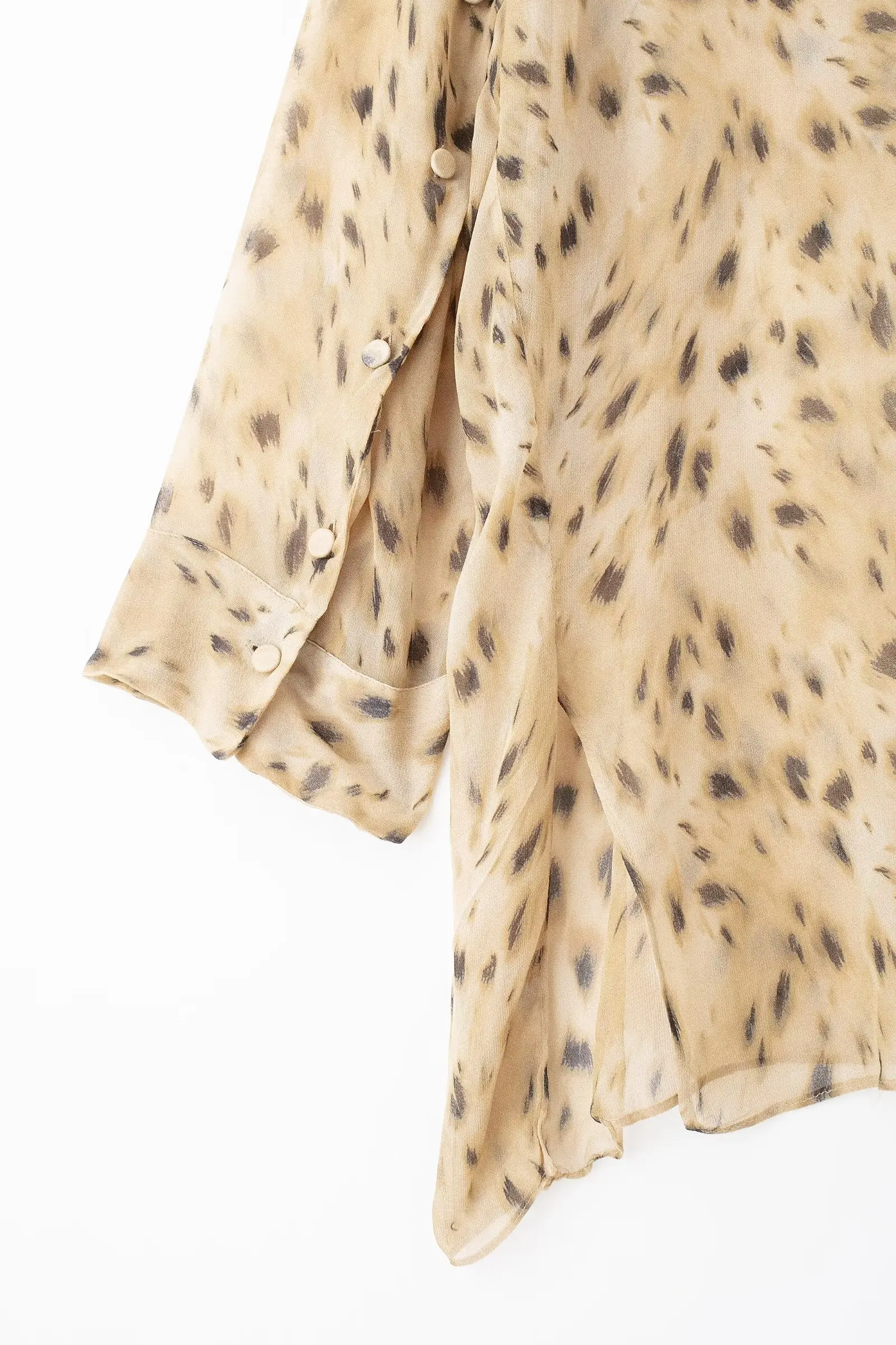 Tangada 2024 Women Leopard Chiffon Blouse Shirt Long Sleeve Chic Female Oversize Top 3H0681