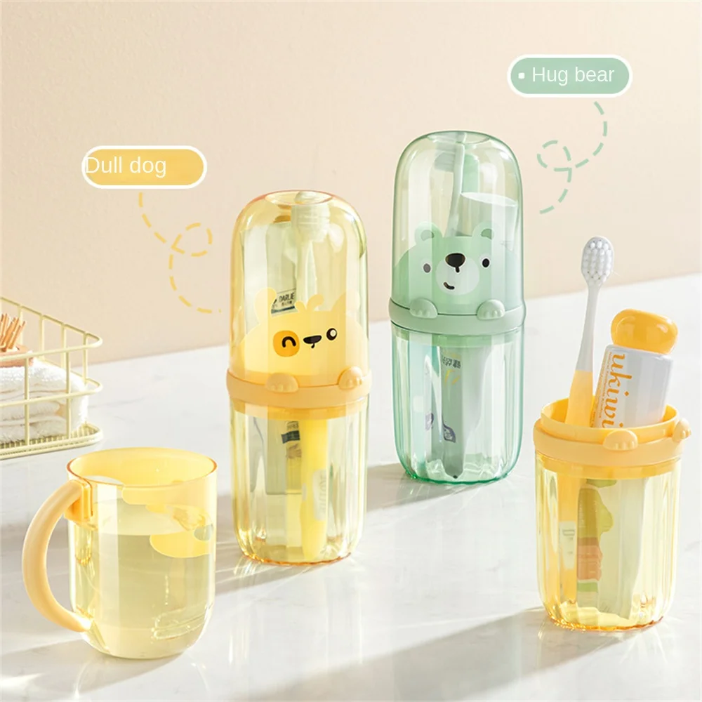 1/2pcs Cartoon Welpen Zahnbürste Tasse dauerhafte niedliche Reise tragbare Badezimmer Zahnpasta