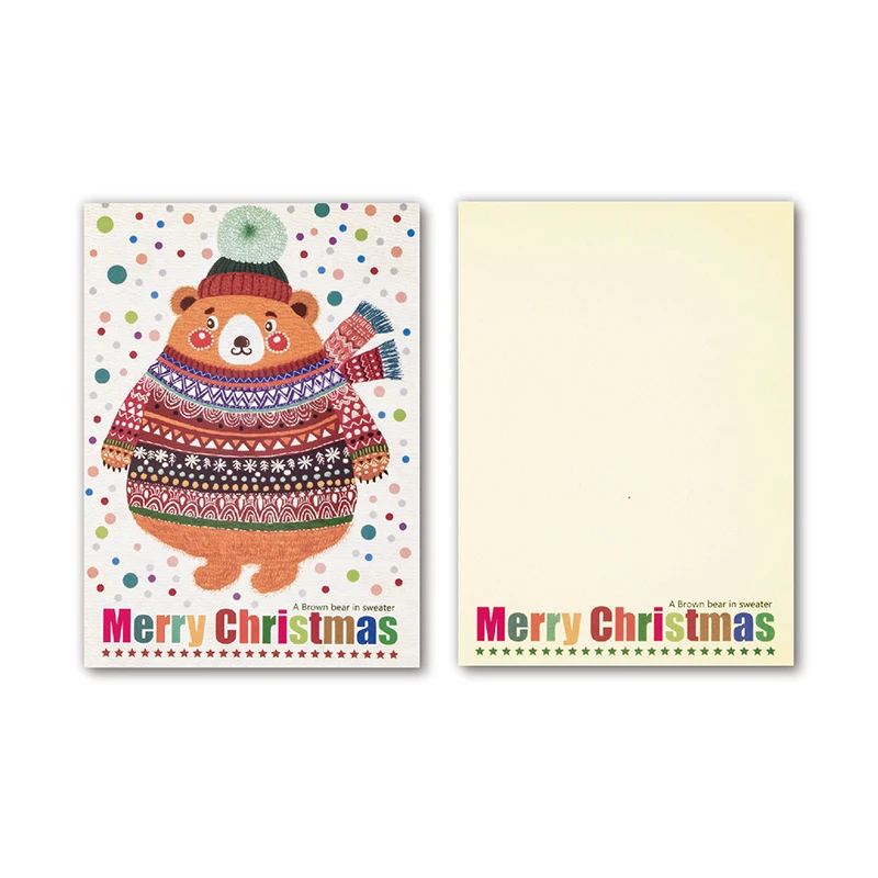 10Sheets/Set Russian Illustrations Christmas Gift Note Happle Bear New Year Card COLOR MASH