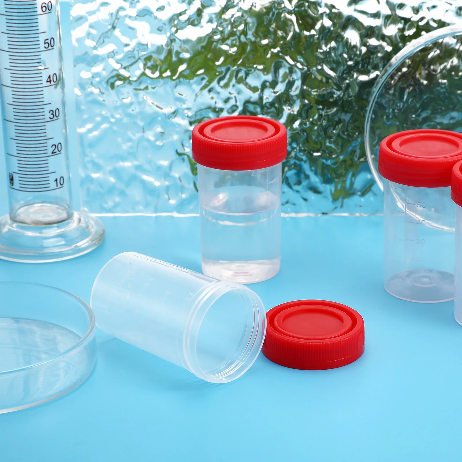 10 pcs Leak Proof Urine Sample Cups 60ml Specimen Plastic Vials Bottles Lids for Testing Examination