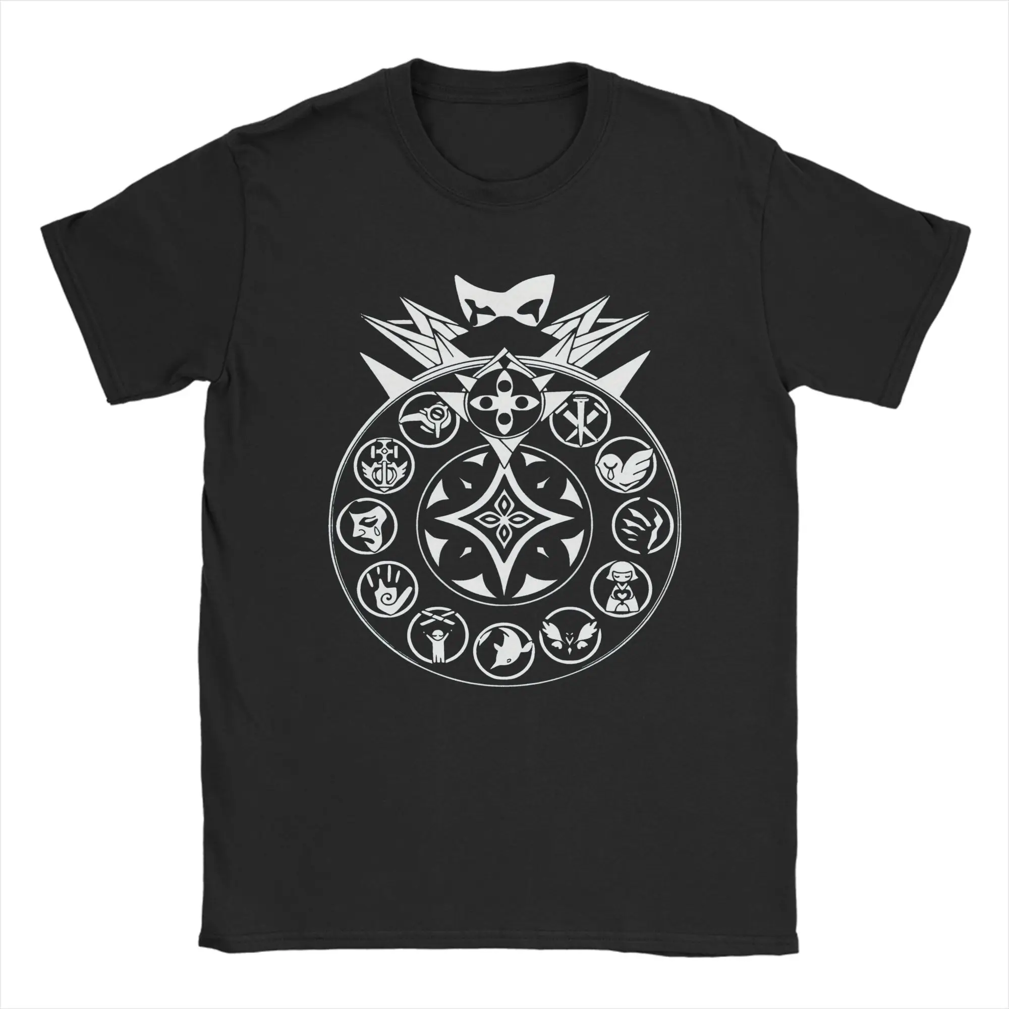 Genshin Impact Fatui Harbingers  White T-Shirts Men  Crazy Pure Cotton Tees Crewneck Short Sleeve T Shirt Clothing