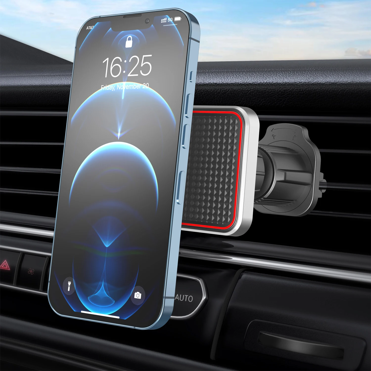 Magnetic Car Phone Holder Vent 2024 Upgrade 6X Strong Magnets, Universal Mobile Phone Mount Hook, 360 Rotating Air Vent Cradle