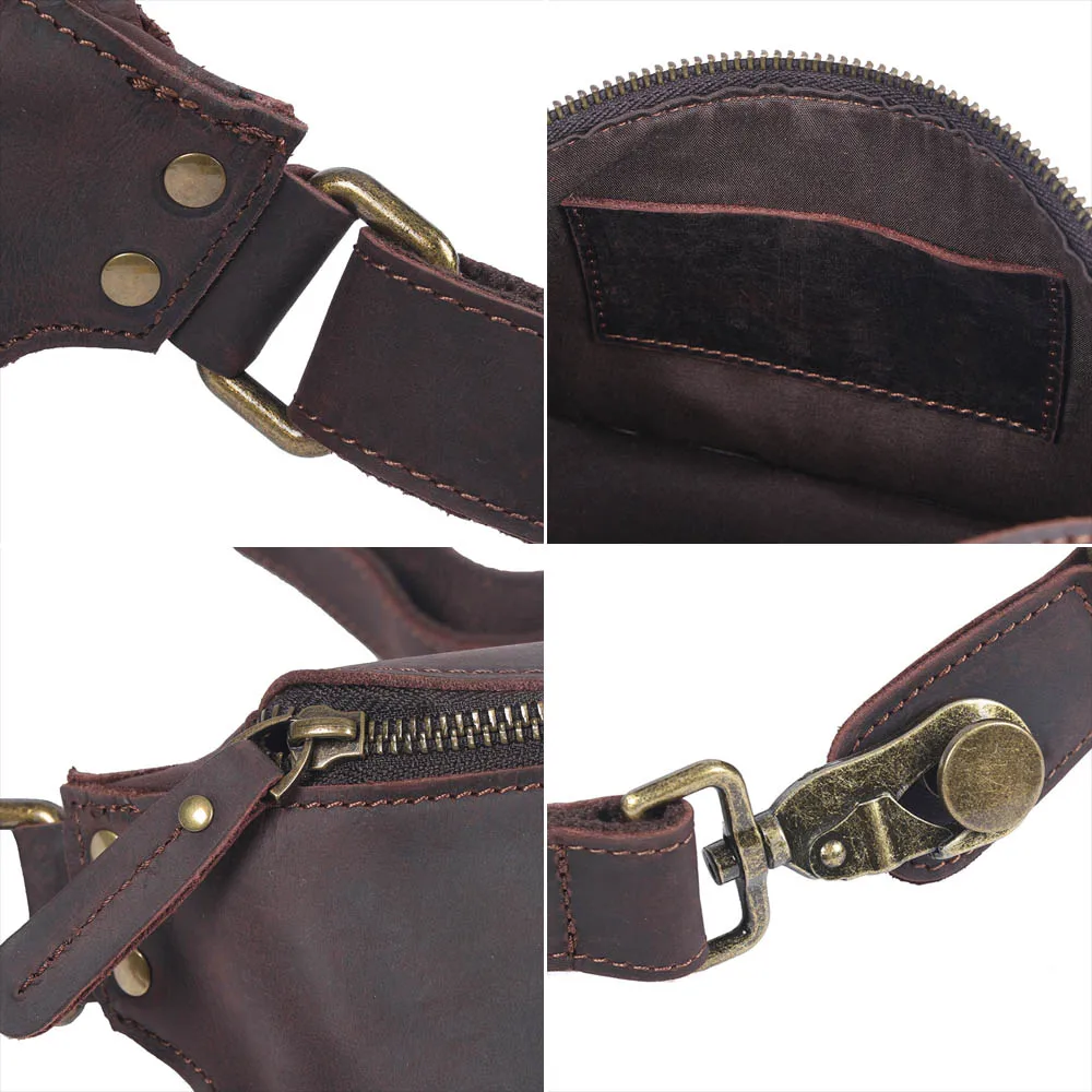 S.WORKE Vintage Echtleder Herren-Brusttasche Umhängetasche Kleine Crazy Horse Rindsleder Damen Mode Handytasche – Detail 10