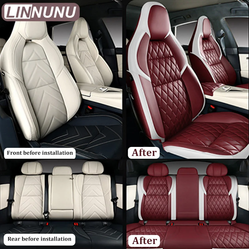 LINNUNU Fit for Extremely Krypton ZEEKR 001 Car Seat Cover leather Auto Seat Protector Vehicle Cushion four season  Accessories