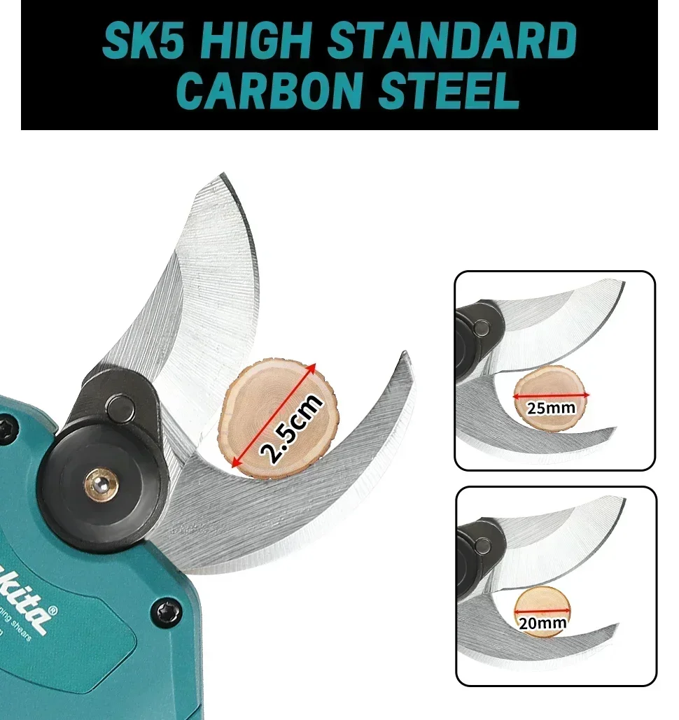 Makita tesouras de poda elétricas sem escova, ferramenta de jardim, sem fio, tesoura elétrica para árvores frutíferas, bateria de 18v, cortador de ramos