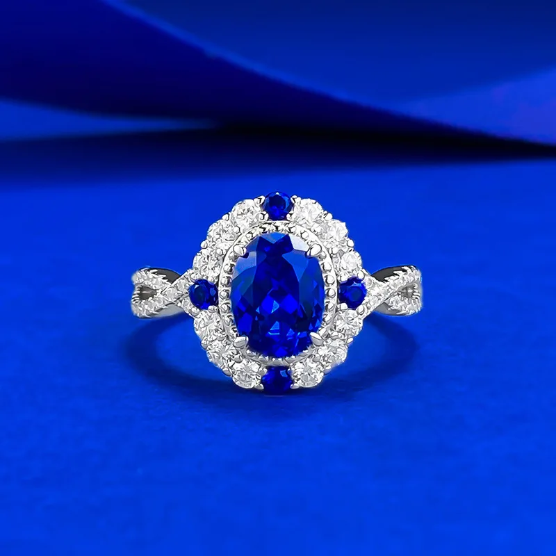 

Новое серебряное кольцо S925, чай с молоком, 6*8 мм, синее эллиптическое кольцо, дворец, подарок в китайском стиле, свадебные украшения для подруги