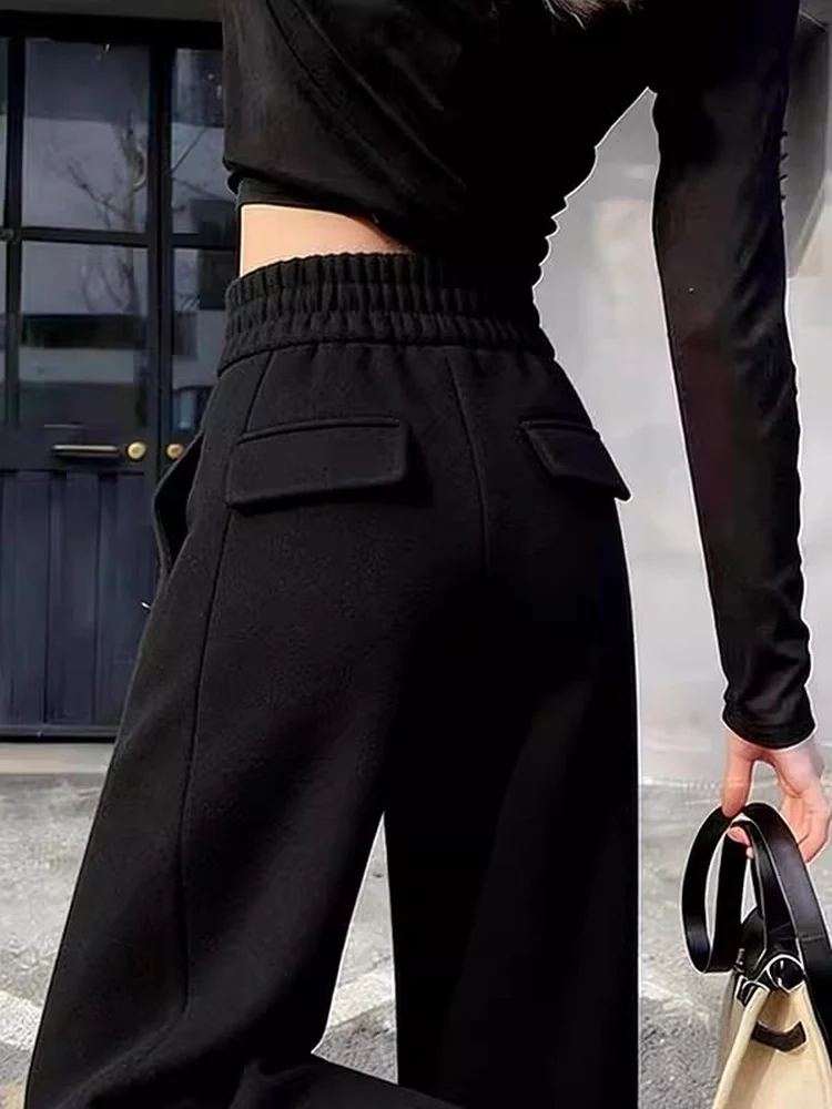 

Утепленные брюки Bla Fce с высокой талией и широкими штанинами, прямого кроя, повседневные, для женщин, осень-зима, новинка