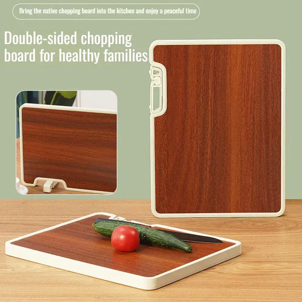 Kitchen Double-sided Cutting Board With Sharpening Wood Grain Ebony Household Stone Chopping Plastic Tools Kitchen Board B7A3