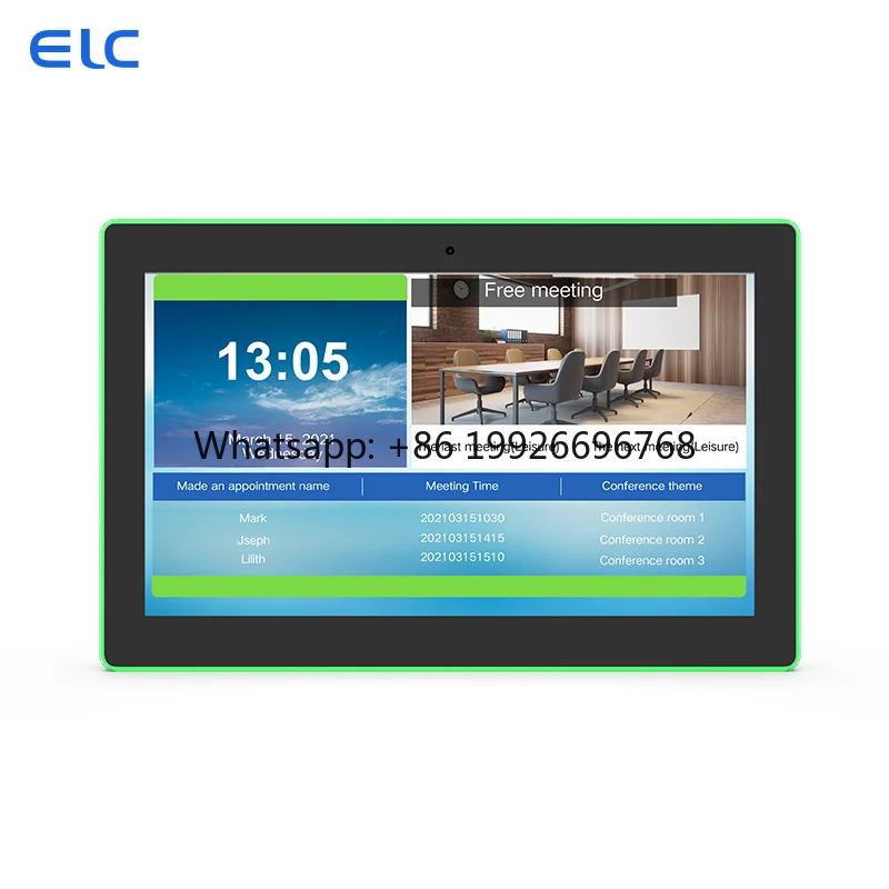 15.6 Inch OEM Wall Mount LCD Android Tablet POE Full Around LED Light Bar for Meeting Room Reservation
