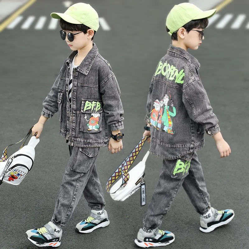 Boys Coat+Pants Kids Suits 2PCS/Set Cotton 2024 New Arrive Jean Spring Autumn Cotton Tracksuits Sport Christmas Gift Children Cl