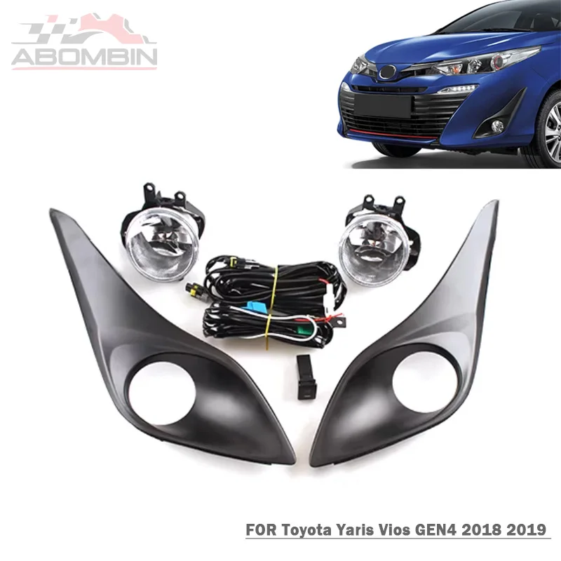 

1set Car Replacement Front Bumper Fog Light For Toyota Yaris Vios GEN4 2018 2019 With Switch + Wiring