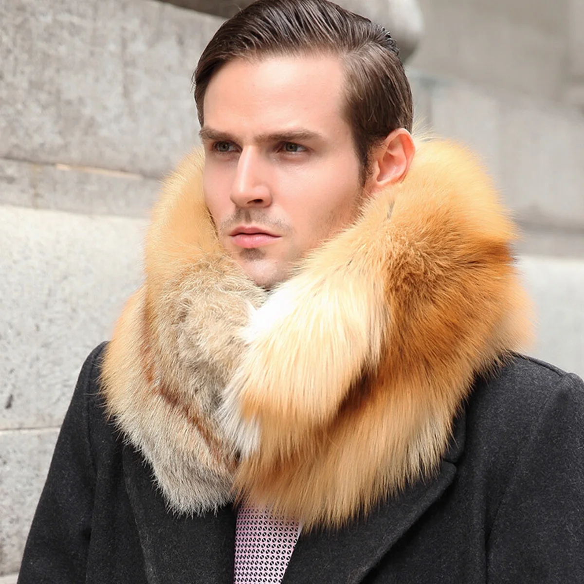 

Real Fox Fur Scarf Men's Winter Accessories Scarf Neck Warmer Warm Genuine Fur Scarf For Men Hot Sale FEIMANYUAN