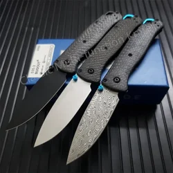 TC4 Titanium Alloy Handle BM 533 535 Bugout Folding Knife Damascus Steel Carbon Fiber Handle Outdoor EDC Tactical Pocket Tool