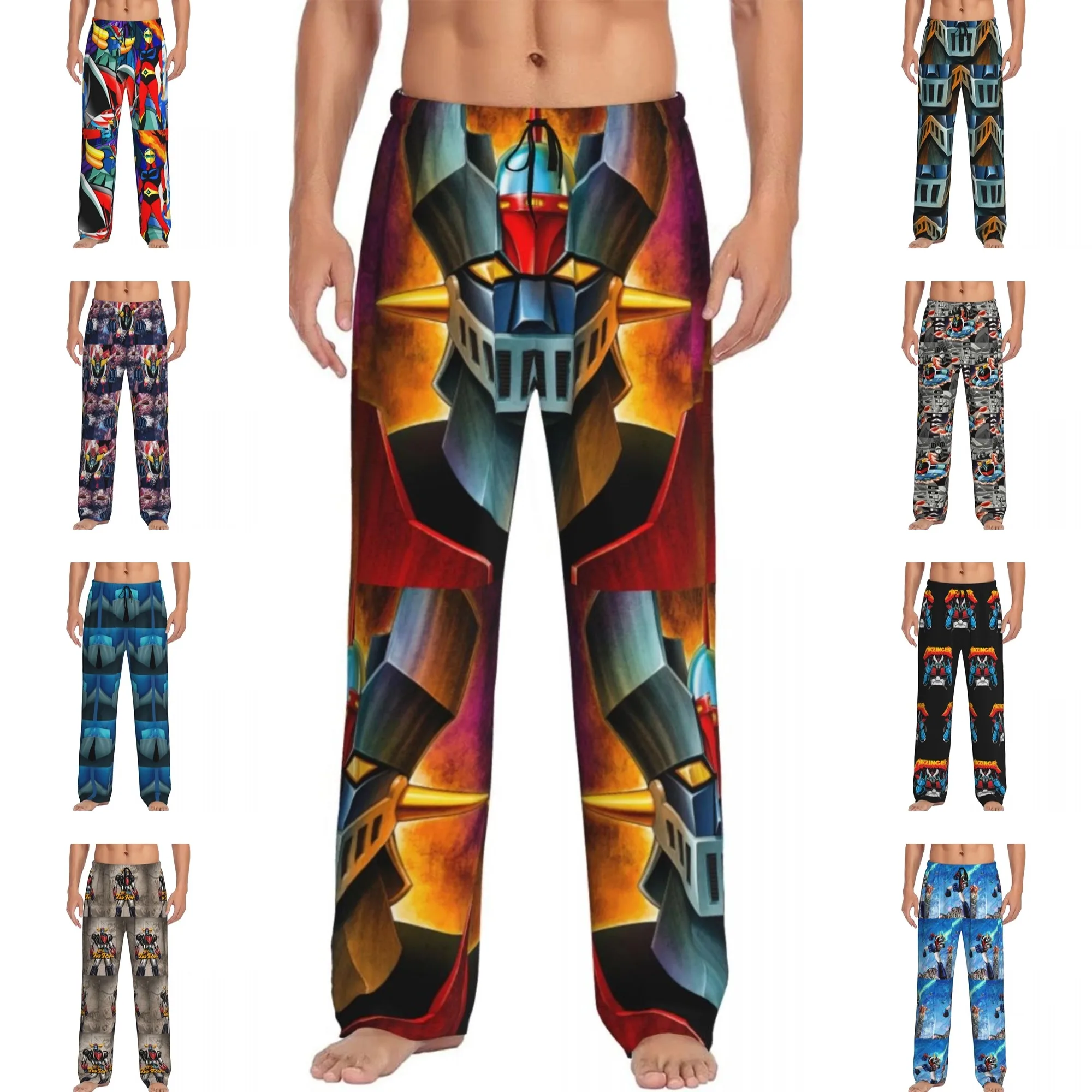 Custom Men UFO Robot G-Grendizers  Z Pajama Pants Printed Anime Manga Sleep Sleepwear Bottoms with Pockets