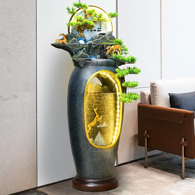 Home flowing water fountain office Feng Shui ornaments rockery living room porch courtyard lucky circulating water landscape