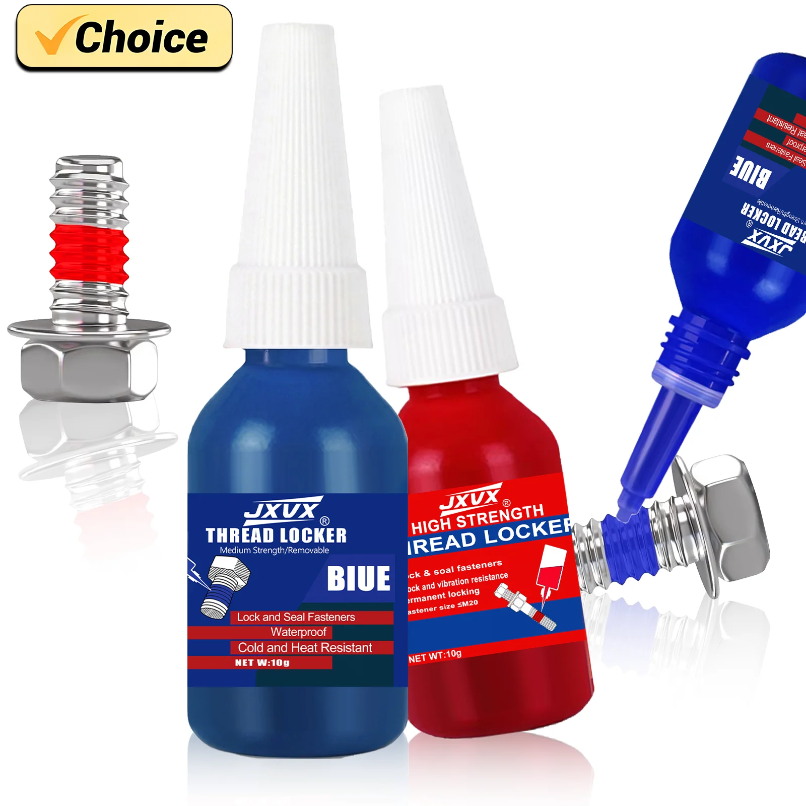 

10-Pack, 10g Methacrylate Monomer Threadlocker: Removable, Anti-Slip Fastening—Automotive and Hardware Bolt Adhesive