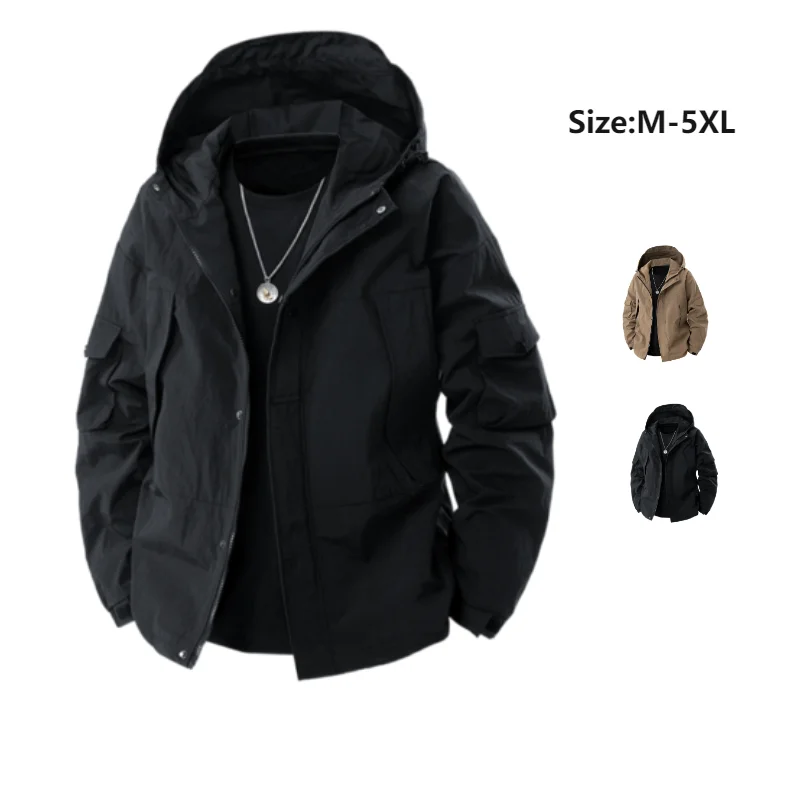 

TAFN 2025 Spring Autumn NEW Loose Solid Color Versatile Human Outwear Zipper Style Pockets Style Youth leisure Cotton Men Jacket
