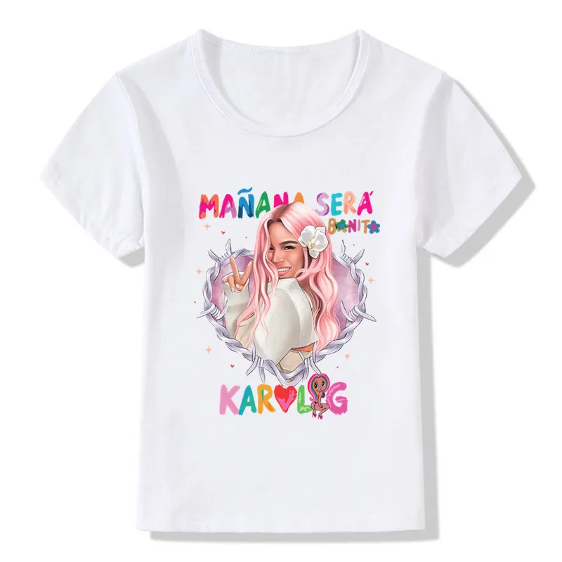 Manana sera bonito karol g bichota druck mode kinder t-shirt sommer lässig mädchen kleidung baby jungen t-shirt kinder kleidung